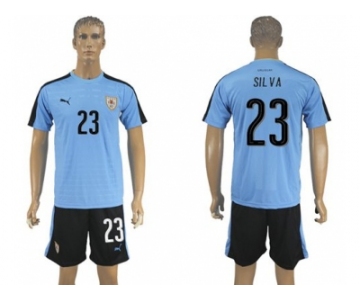 Uruguay #23 Silva Home Soccer Country Jersey