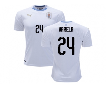 Uruguay #24 Varela Away Soccer Country Jersey