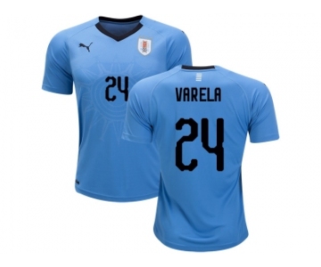 Uruguay #24 Varela Home Soccer Country Jersey