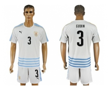 Uruguay #3 Godin Away Soccer Country Jersey