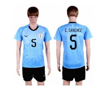 Uruguay #5 C.Sanchez Home Soccer Country Jersey