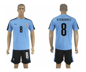 Uruguay #8 Hernandez Home Soccer Country Jersey