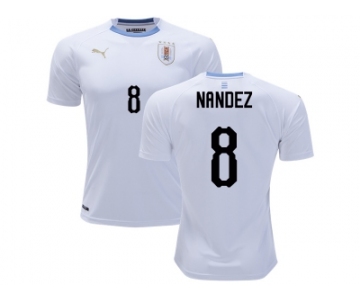 Uruguay #8 Nandez Away Soccer Country Jersey