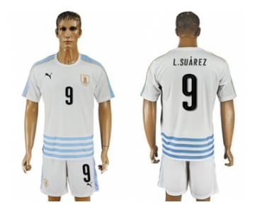 Uruguay #9 L.Suarez Away Soccer Country Jersey