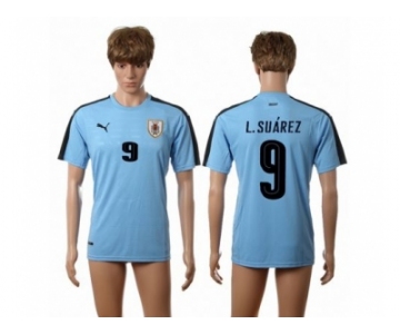 Uruguay #9 L.Suarez Home Soccer Country Jersey1