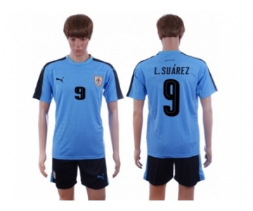 Uruguay #9 L.Suarez Home Soccer Country Jersey