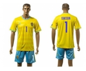 Sweden #1 Isaksson Home Soccer Country Jersey1