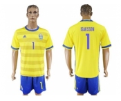Sweden #1 Isaksson Home Soccer Country Jersey