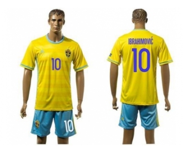 Sweden #10 Ibrahimovic Home Soccer Country Jersey1