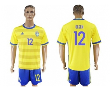 Sweden #12 Olsen Home Soccer Country Jersey
