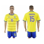 Sweden #15 Johansson Home Soccer Country Jersey