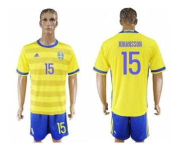 Sweden #15 Johansson Home Soccer Country Jersey