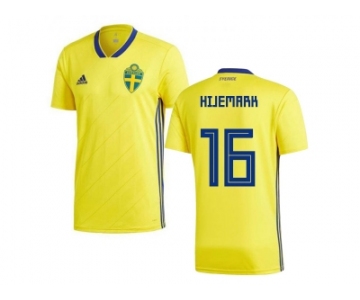 Sweden #16 Hijemark Home Soccer Country Jersey