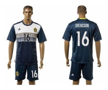 Sweden #16 Svensson Away Soccer Country Jersey