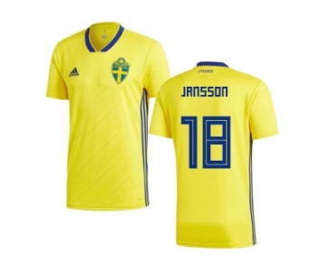 Sweden #18 Jansson Home Soccer Country Jersey