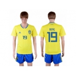 Sweden #19 Berg Home Soccer Country Jersey
