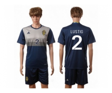 Sweden #2 Lustig Away Soccer Country Jersey