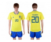 Sweden #20 Toivonen Home Soccer Country Jersey