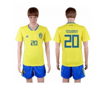Sweden #20 Toivonen Home Soccer Country Jersey
