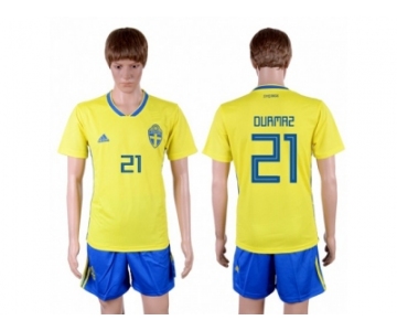 Sweden #21 Durmaz Home Soccer Country Jersey