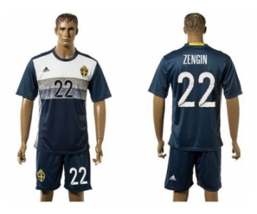 Sweden #22 Zengin Away Soccer Country Jersey