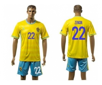 Sweden #22 Zengin Home Soccer Country Jersey1