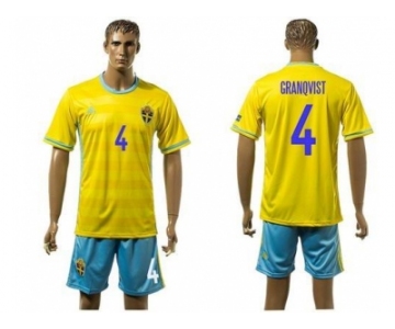Sweden #4 Granqvist Home Soccer Country Jersey1