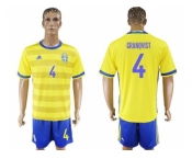Sweden #4 Granqvist Home Soccer Country Jersey