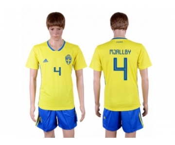 Sweden #4 Mjallby Home Soccer Country Jersey