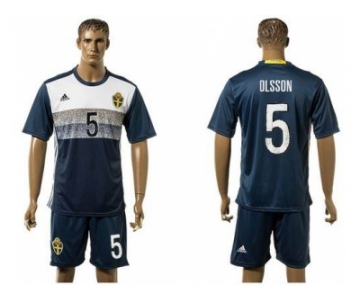 Sweden #5 Olsson Away Soccer Country Jersey