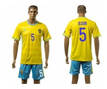 Sweden #5 Olsson Home Soccer Country Jersey1