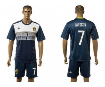 Sweden #7 Larsson Away Soccer Country Jersey