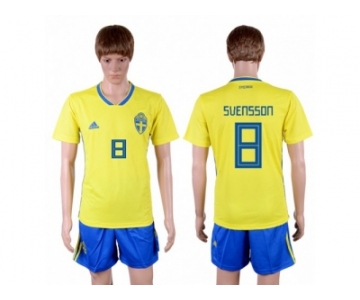 Sweden #8 Svensson Home Soccer Country Jersey
