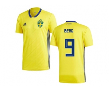 Sweden #9 Berg Home Soccer Country Jersey