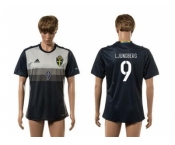 Sweden #9 Ljungberg Away Soccer Country Jersey1