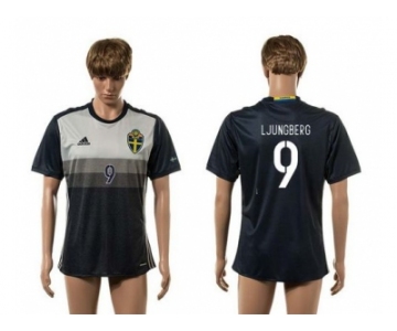 Sweden #9 Ljungberg Away Soccer Country Jersey1