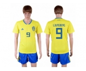 Sweden #9 Ljungberg Home Soccer Country Jersey