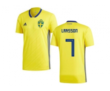 Sweden #7 Larsson Home Kid Soccer Country Jersey
