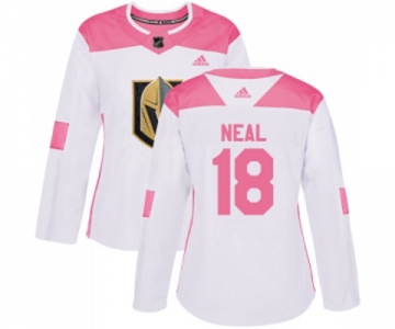 Women Adidas Vegas Golden Knights #18 James Neal Authentic White Pink Fashion NHL Jersey