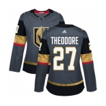 Women Adidas Vegas Golden Knights #27 Shea Theodore Authentic Gray Home NHL Jersey