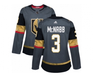 Women Adidas Vegas Golden Knights #3 Brayden McNabb Authentic Gray Home NHL Jersey