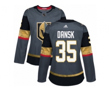 Women Adidas Vegas Golden Knights #35 Oscar Dansk Authentic Gray Home NHL Jersey