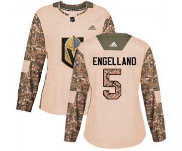 Women Adidas Vegas Golden Knights #5 Deryk Engelland Authentic Camo Veterans Day Practice NHL Jersey