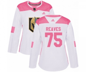 Women Adidas Vegas Golden Knights #75 Ryan Reaves Authentic White Pink Fashion NHL Jersey