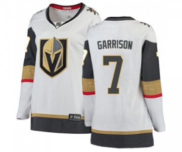 Women Vegas Golden Knights #7 Jason Garrison Authentic White Away Fanatics Branded Breakaway NHL Jersey