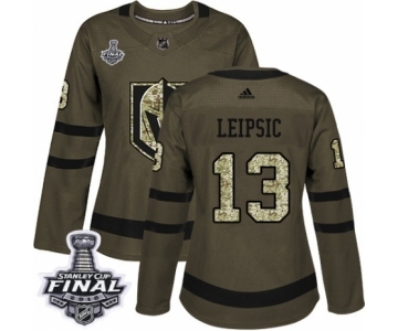 Women's Adidas Vegas Golden Knights #13 Brendan Leipsic Authentic Green Salute to Service 2018 Stanley Cup Final NHL Jersey