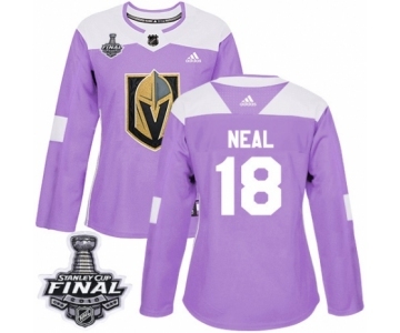 Women's Adidas Vegas Golden Knights #18 James Neal Authentic Purple Fights Cancer Practice 2018 Stanley Cup Final NHL Jersey