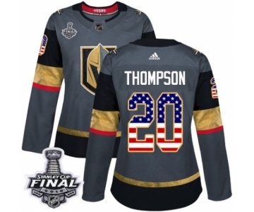Women's Adidas Vegas Golden Knights #20 Paul Thompson Authentic Gray USA Flag Fashion 2018 Stanley Cup Final NHL Jersey