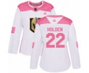Women's Adidas Vegas Golden Knights #22 Nick Holden Authentic White-Pink Fashion NHL Jersey