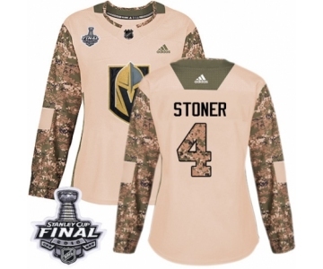 Women's Adidas Vegas Golden Knights #4 Clayton Stoner Authentic Camo Veterans Day Practice 2018 Stanley Cup Final NHL Jersey